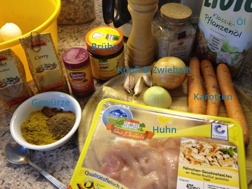 Zutaten für Chicken Korma
